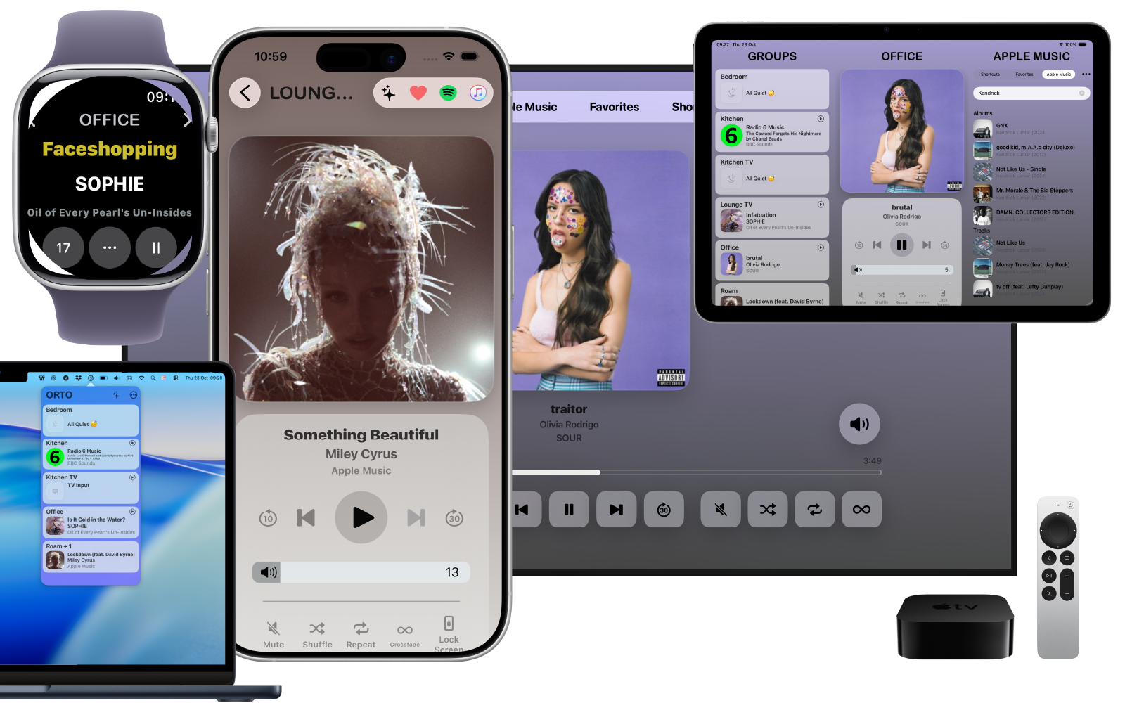 Orto Sonos remote hero screens across Apple devices