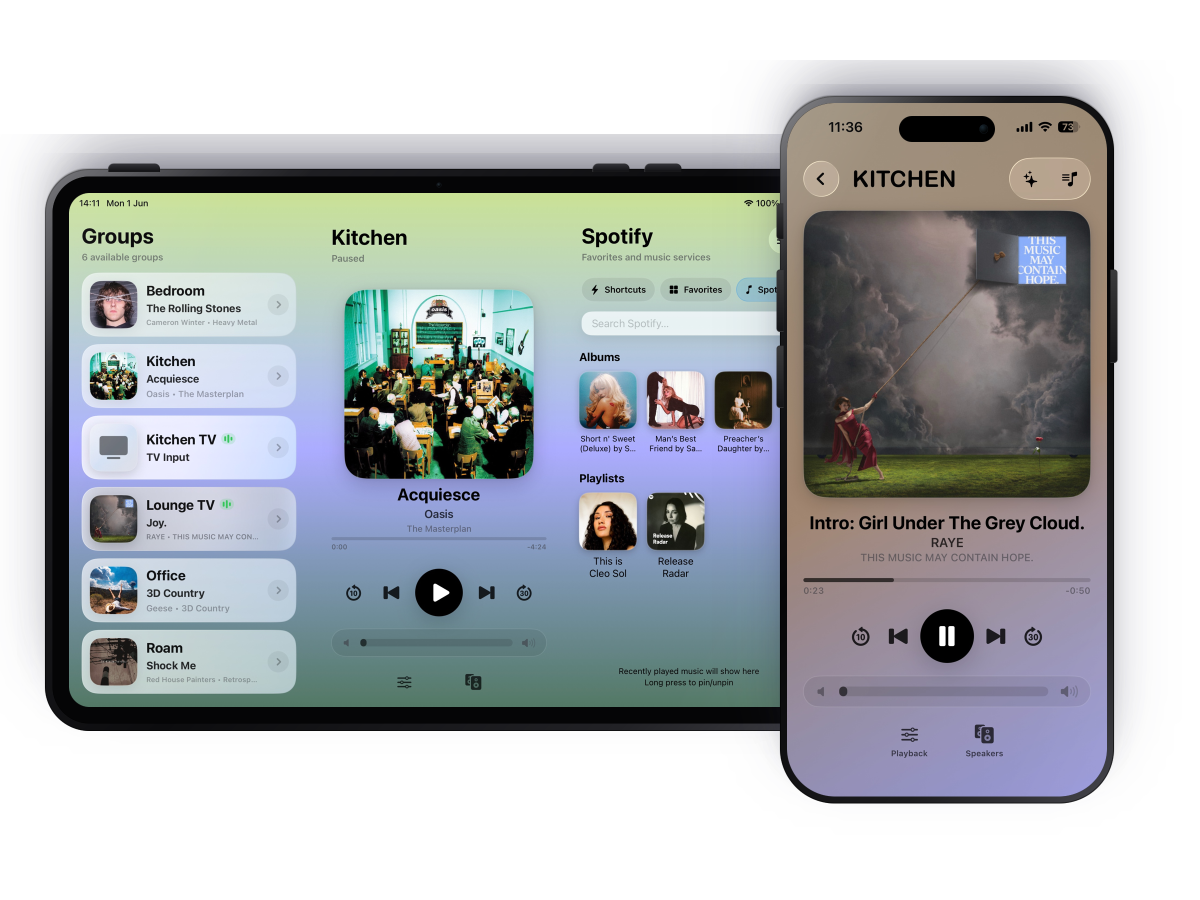 Orto Sonos remote on iPhone and iPad