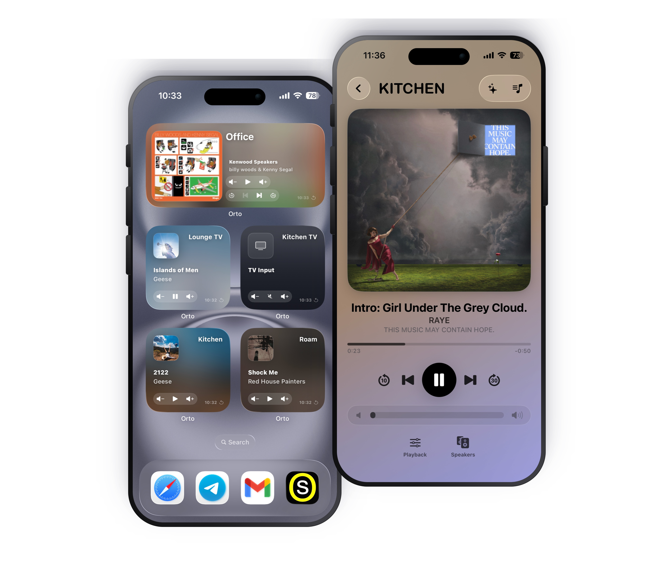 Orto Sonos widgets on the iPhone lock screen